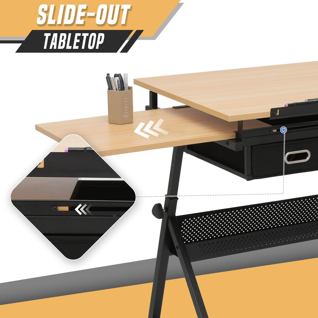 Drafting Table, Clear Glass, Angle Adjustable Top