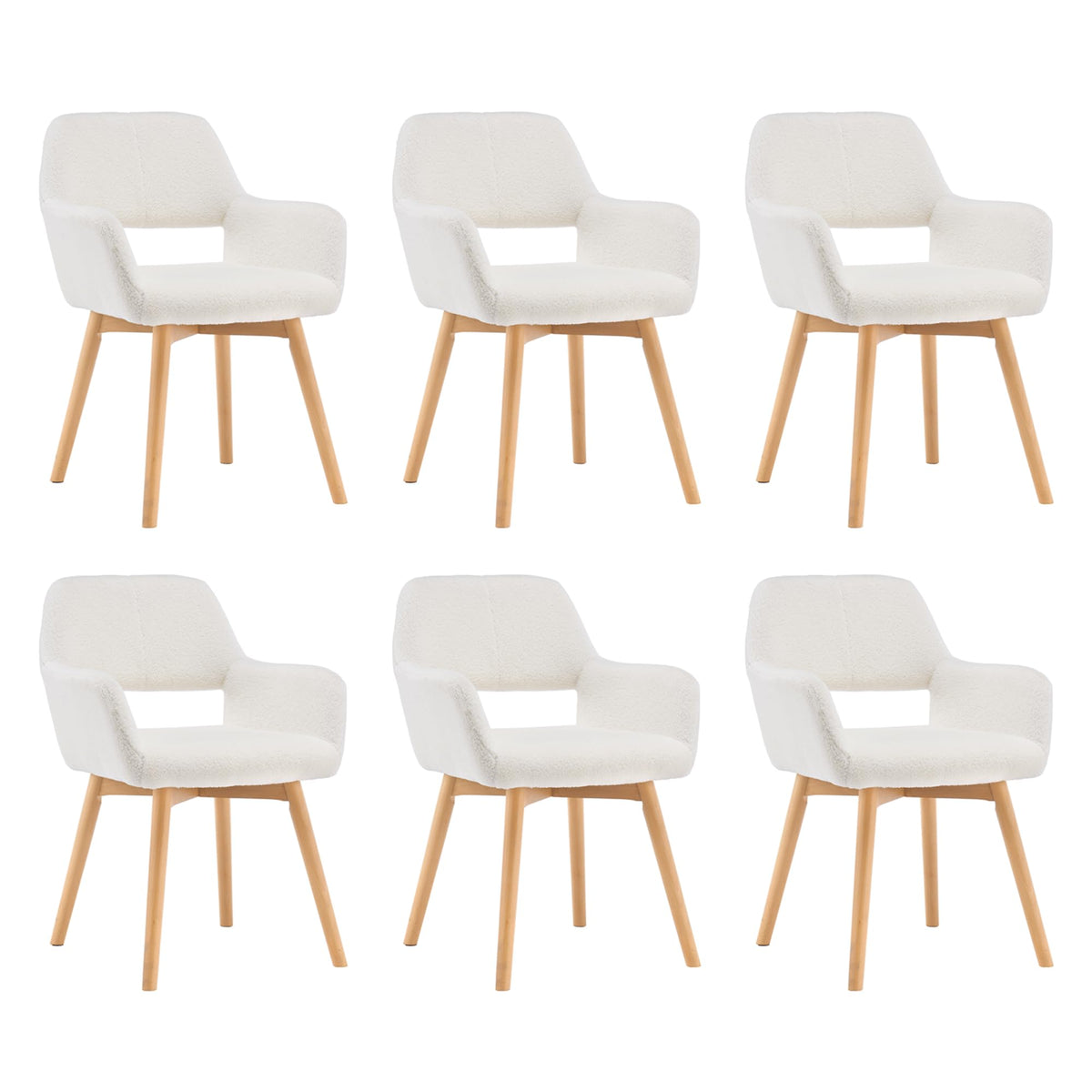 Mid Century Modern Dining Chairs Set of 2 & 4 & 6 Comfy Accent Chair Upholstered Kitchen Dining Living Room Chairs for Bedrooms Waiting Room Home Arm Desk Chair No Wheels (Beige, 2)