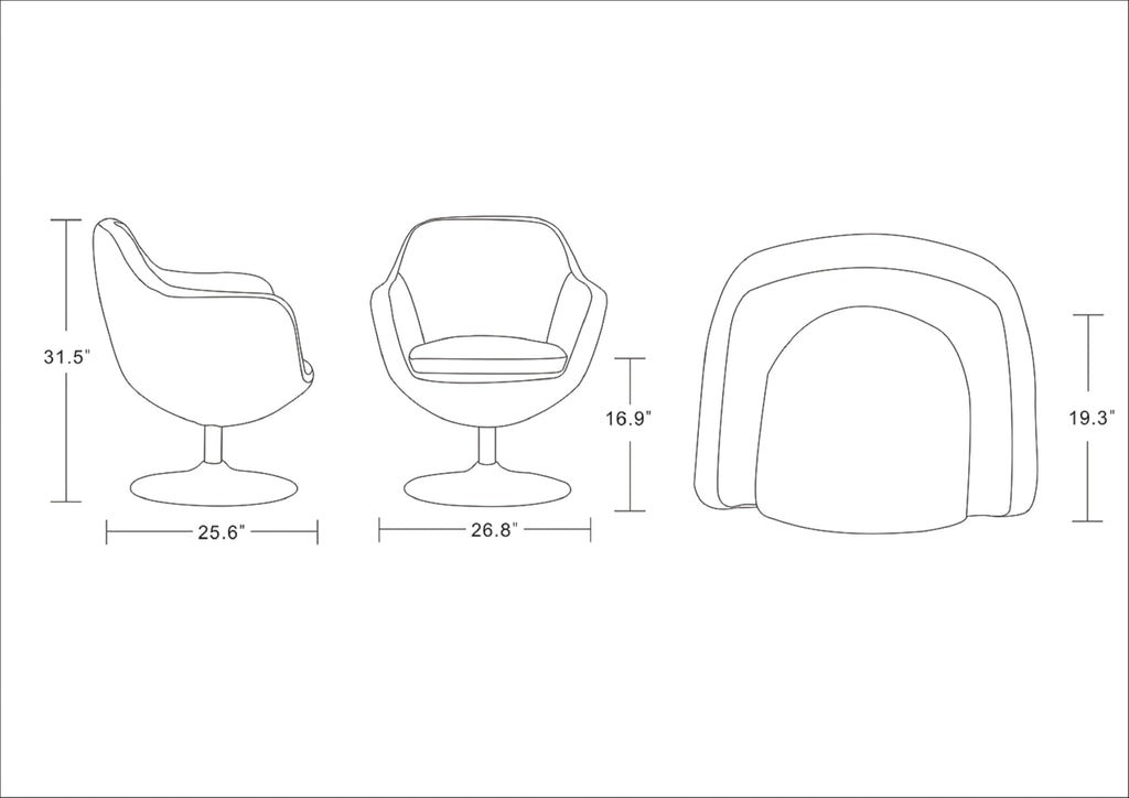 Manhattan Comfort Caisson Swivel Accent Chair Set of 2 with 360Â° Turn, Hand Upholstered Faux Leather & Polished Chrome, Removable Cushion, Modern Design for Office & Living Room, Orange Faux