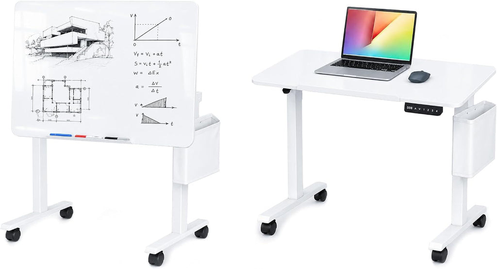 3-in-1 Standing Drafting Desk with 90Â° Tilt Whiteboard, 35Ã24"