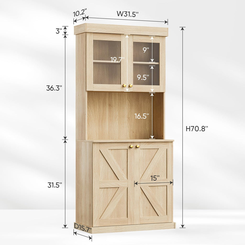 Vyre 71" Black Modular Farmhouse Bookcase Set of 3, Expandable Storage Cabinets with Glass Doors or Drawers for Home Office and Study Room