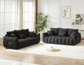 Antetek Teddy Fabric Sofa Set for Living Room, 2 Pieces Modern Deep Seat Oversized 3-Seater Cloud Boucle Couch for Bedroom, Office, Apartment, Furniture Set, 78-inch, Black (2 Pieces)