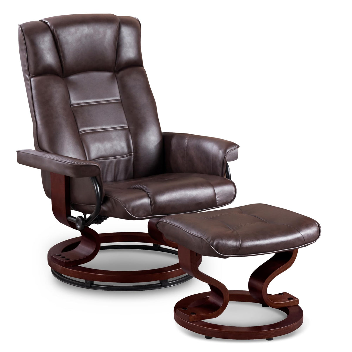 MCombo Manual Swivel Recliner with Ottoman, Faux Leather 9019