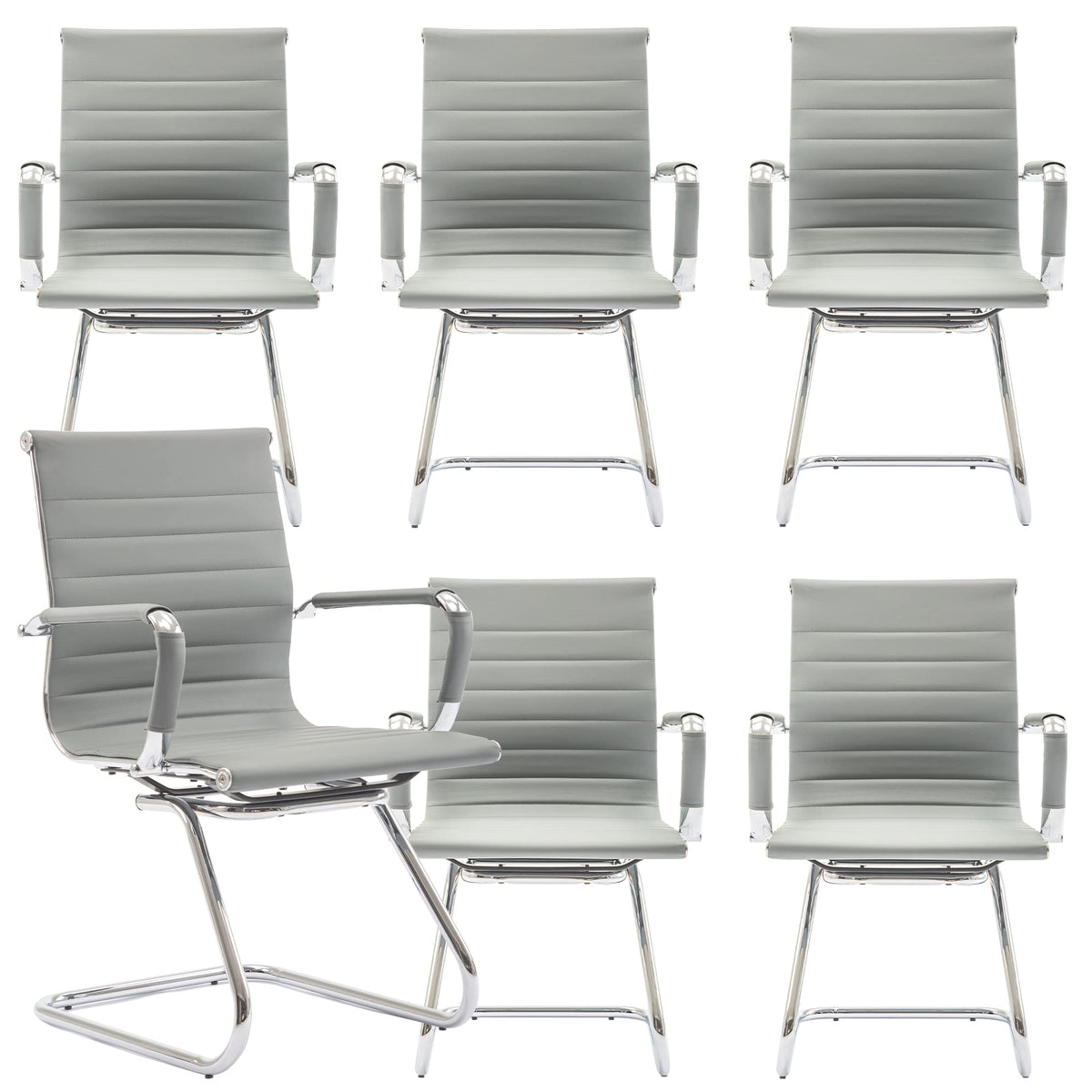 Reception Chairs Leather Conference Guest Chair Heavy Duty Back Support Office Chair, Set of 2 (Navy)