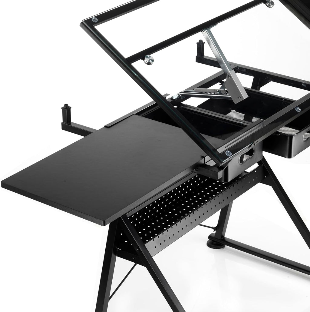 Artist's Loft Artist Table - Glass-Top Table for Drafting, Drawing, Sketching, Painting, and Arts & Crafts - 1 Pack