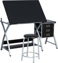 Yaheetech Drafting Table with Storage & Stool, Adjustable Art Drawing Desk