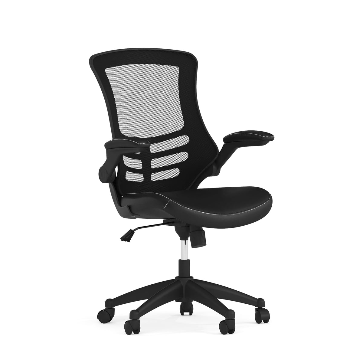 Flash Furniture Set of 4 Mid-Back Swivel Ergonomic Task Office Chairs with Flip-Up Arms, Black Mesh