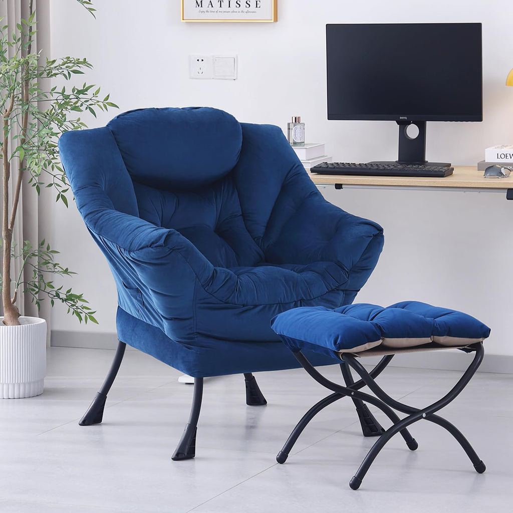 Modern Lazy Chair with Ottoman Lounge Accent Reading Chair for Living Room