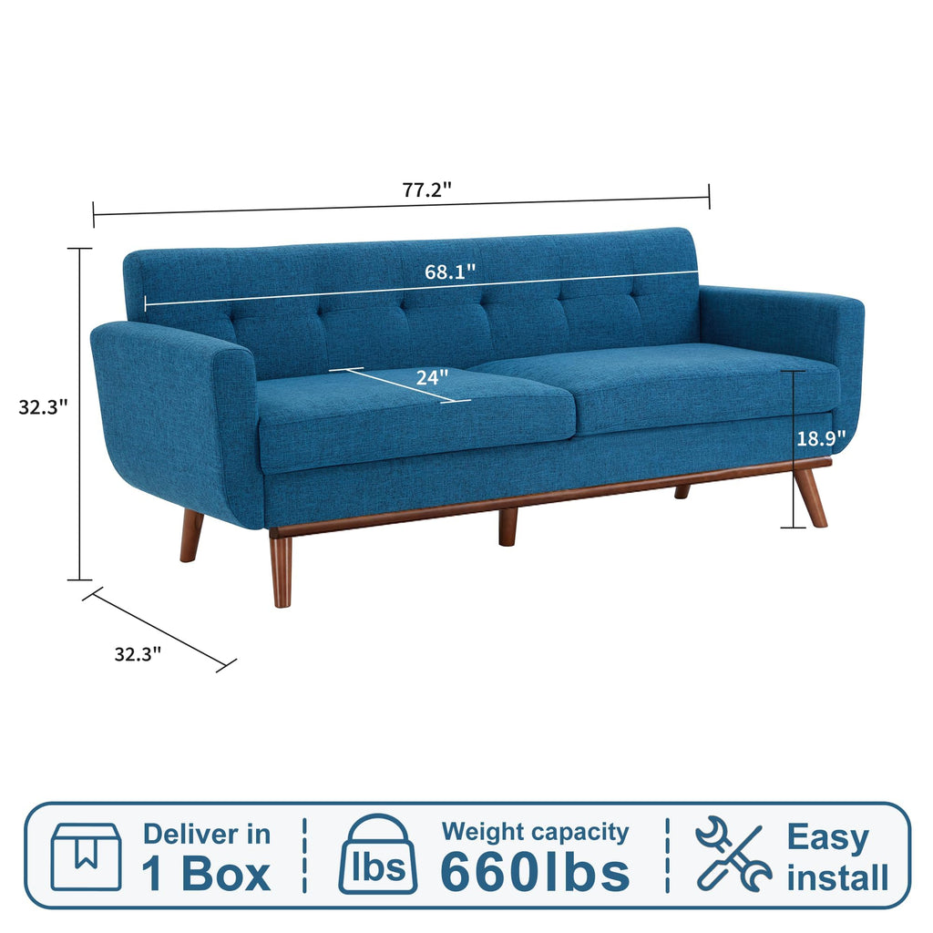 Kingfun 2 Piece Loveseat and Sofa Sets, Mid Century Modern Love Seat Couches for Living Room, Button Tufted Upholstered Furniture, Small Couch for Bedroom, Office, Beige