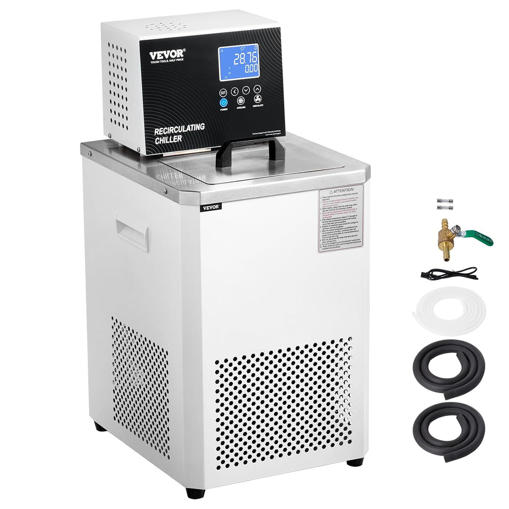 VEVOR Laboratory Chiller Circulator, -20â ~100â Circulator Pump Chiller, 6L Chiller Lab Low Temperature Cooling Liquid, LCD Display, 304 Stainless Steel Water Bath Recirculating Water Cooling