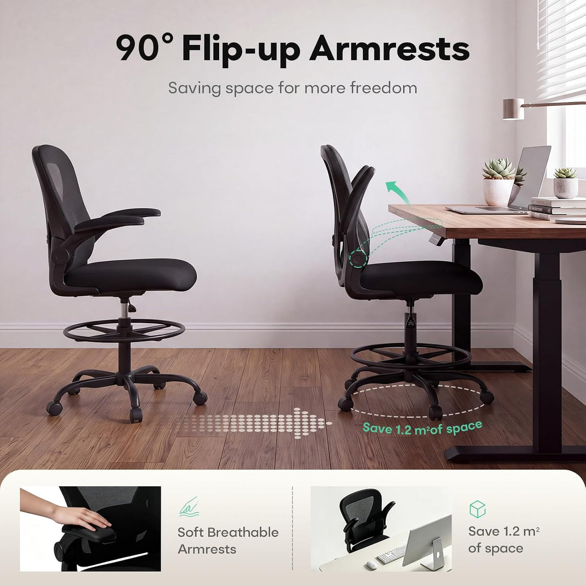 Ergonomic Drafting Chair, Tall Office Chair for Standing Desk