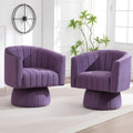 Swivel Accent Barrel Chair Set of 2, Cute Comfy Small Round 360Â° Arm Chair, Velvet Sofa Club Reading Chair for Living Room Bedroom Office Purple