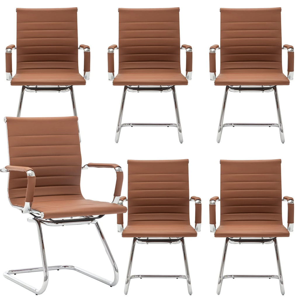 Reception Chairs Leather Conference Guest Chair Heavy Duty Back Support Office Chair, Set of 2 (Navy)
