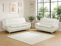 Leather Sectional Sofa Couches, Living Room Sofa and Loveseat Set, Faux Leather Couch and Loveseat Set for Office/Bedroom/Apartment, Cream