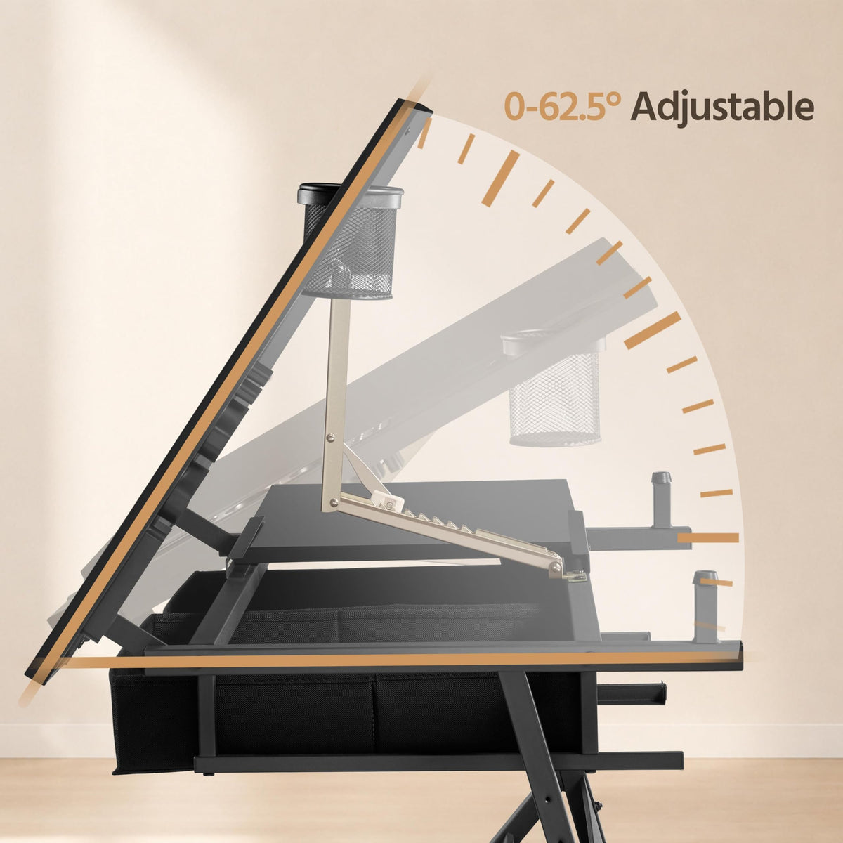 Yaheetech Adjustable Drafting Table Art Desk,Storage Drawers & Stool,White