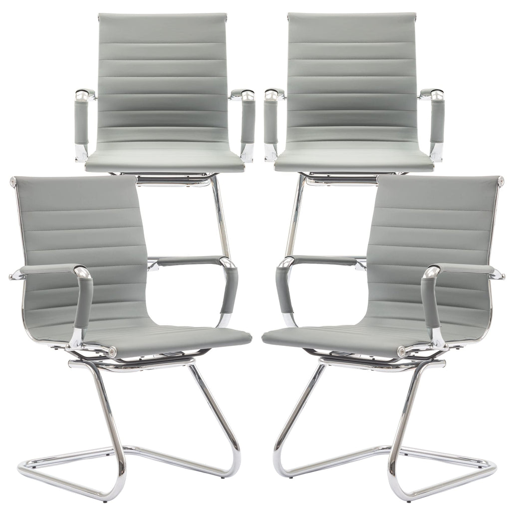 Reception Chairs Leather Conference Guest Chair Heavy Duty Back Support Office Chair, Set of 2 (Navy)