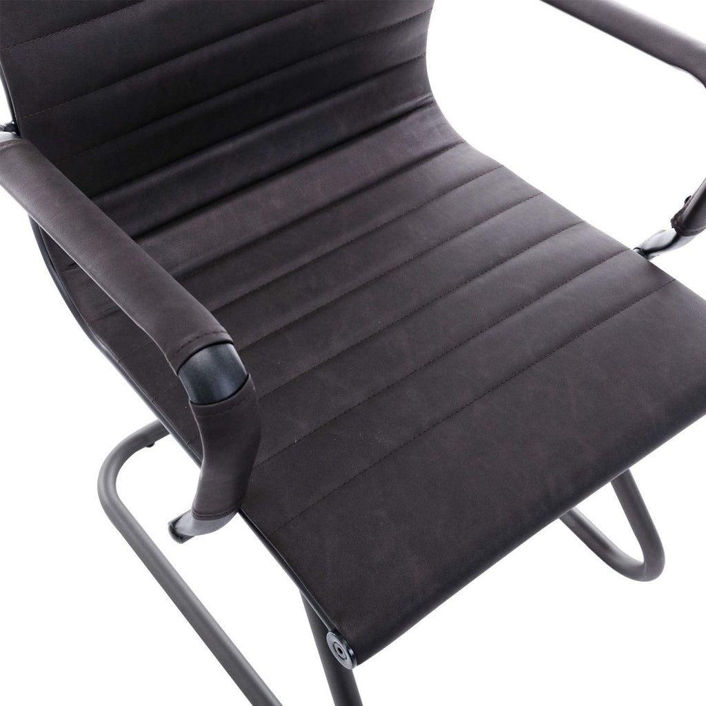 Reception Chairs Leather Conference Guest Chair Heavy Duty Back Support Office Chair, Set of 2 (Navy)