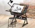 Glass Drafting Table Art Desk â Adjustable Professhional Artwork Drawing Drafting Table Desk, Glass-Topped Art Table for Craft Station Studio Home Office School w/Drawers (Black)