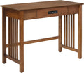 OSP Home Furnishings Sierra Writing Desk with Pull-Out Drawer and Mission Style Side Panels, Ash Brown