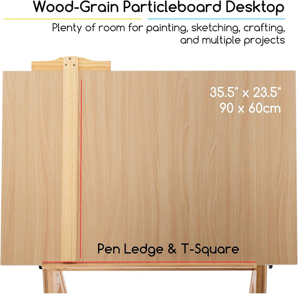 MEEDEN Wood Drafting Table & Stool: 35.5" x 23.5" Art Desk and Stool Set