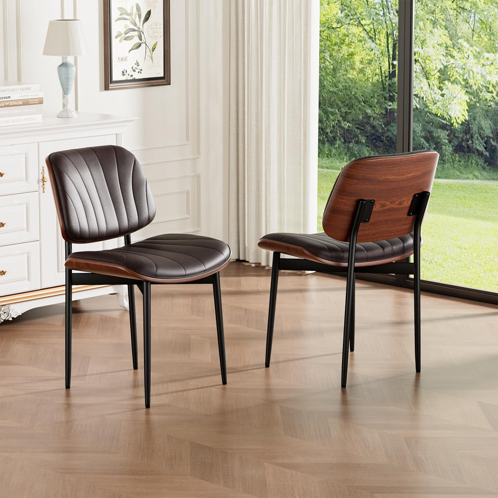 REONEY Dining Chairs Set of 4, Mid-Century Modern Kitchen Chairs, Black