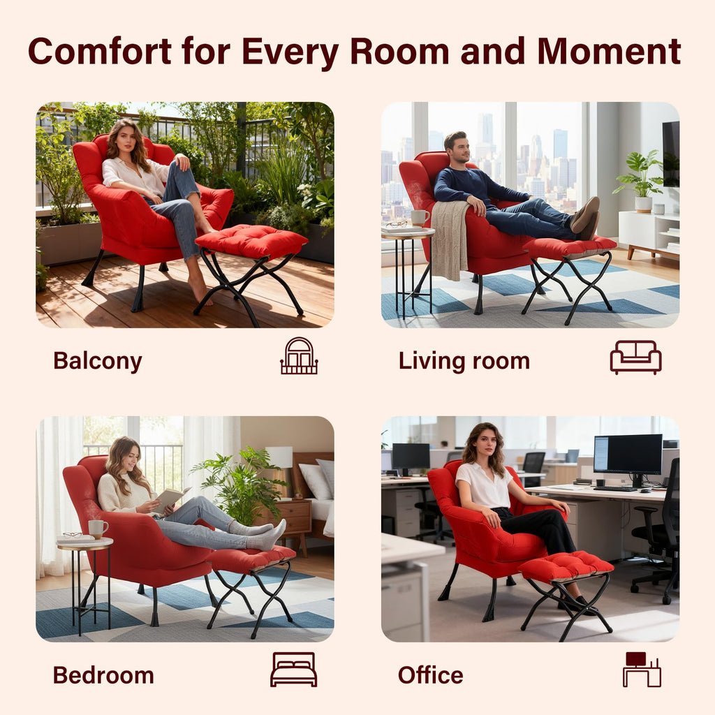 Modern Lazy Chair with Ottoman Lounge Accent Reading Chair for Living Room