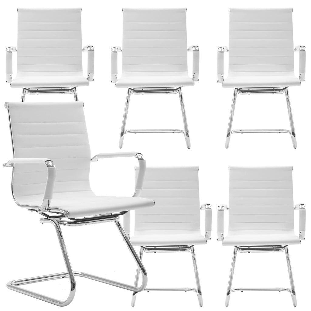 Reception Chairs Leather Conference Guest Chair Heavy Duty Back Support Office Chair, Set of 2 (Navy)