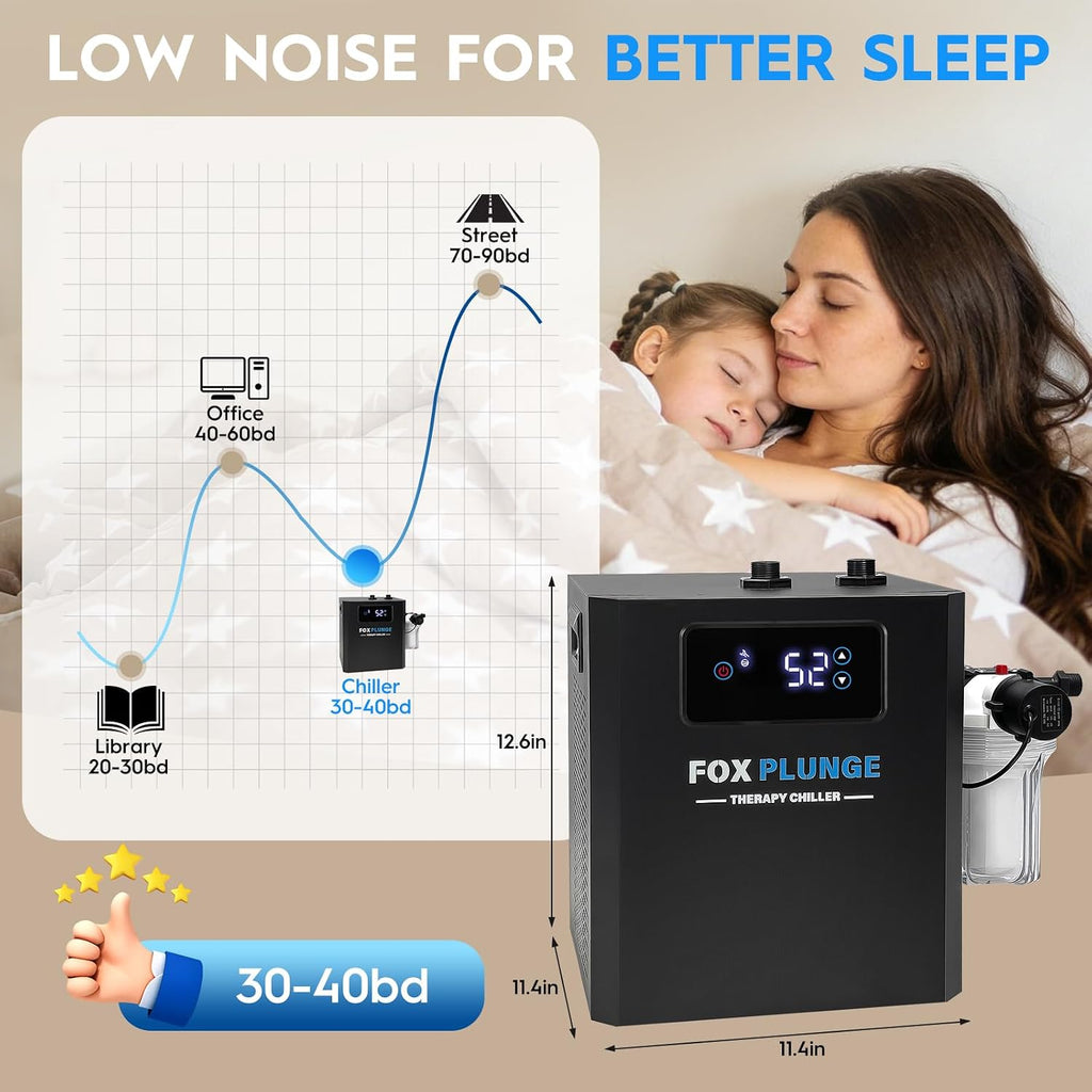 1/3 HP Cold Plunge Water Chiller with External Filter & Pump â Portable Ice Bath Cooling System for Home Muscle Recovery, LED Touchscreen & Insulated Hoses