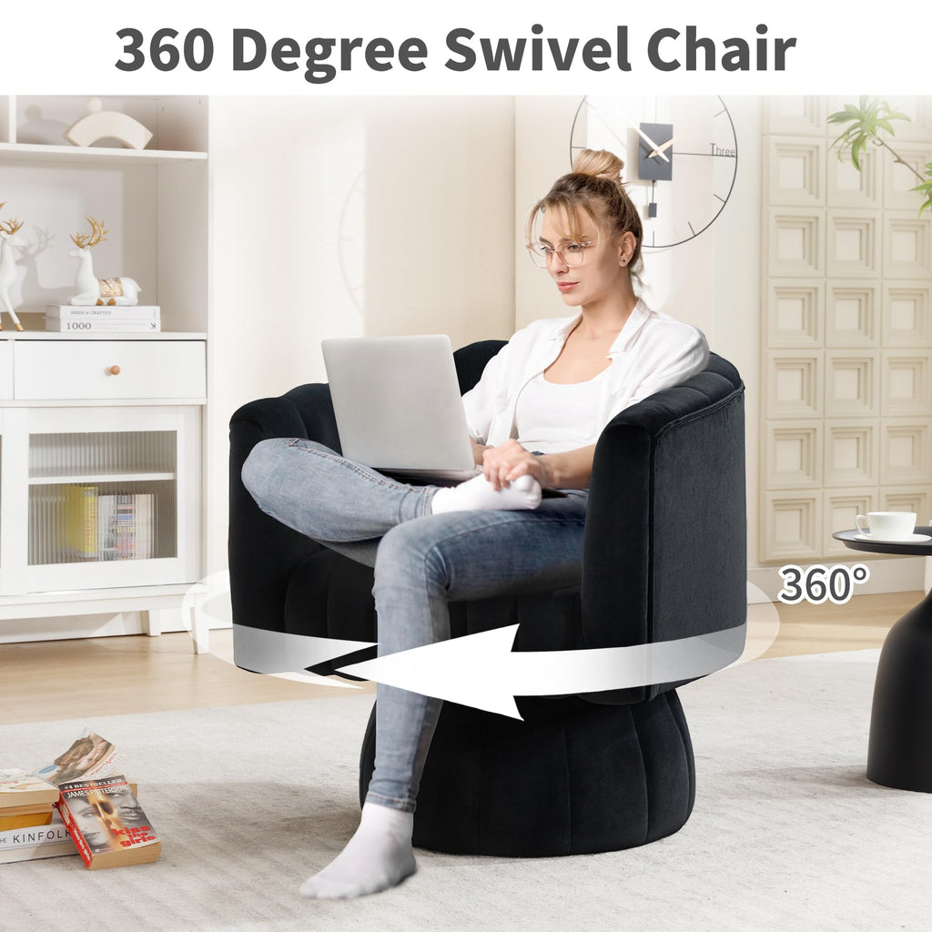 Swivel Accent Barrel Chair Set of 2, Cute Comfy Small Round 360Â° Arm Chair, Velvet Sofa Club Reading Chair for Living Room Bedroom Office Purple