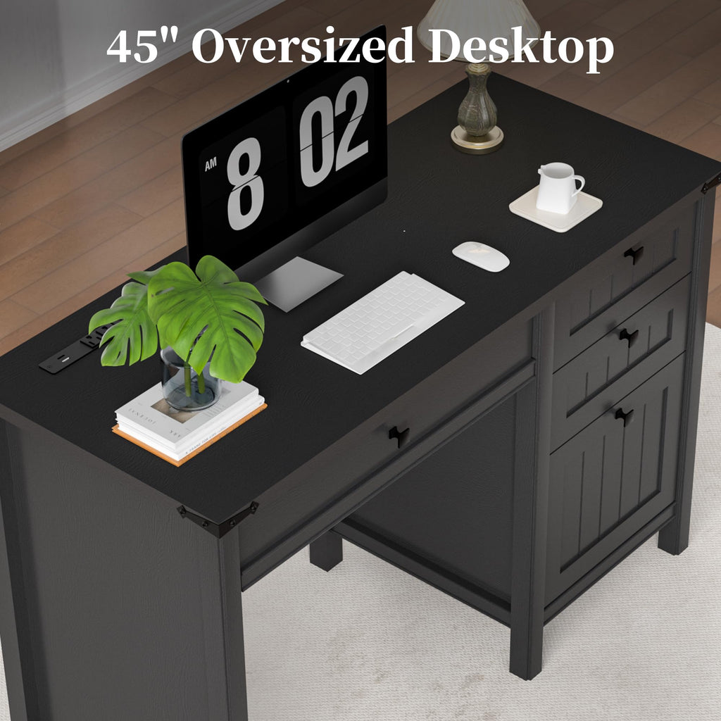62" Executive Desk Home Office Desk with File Drawer & Cabinet