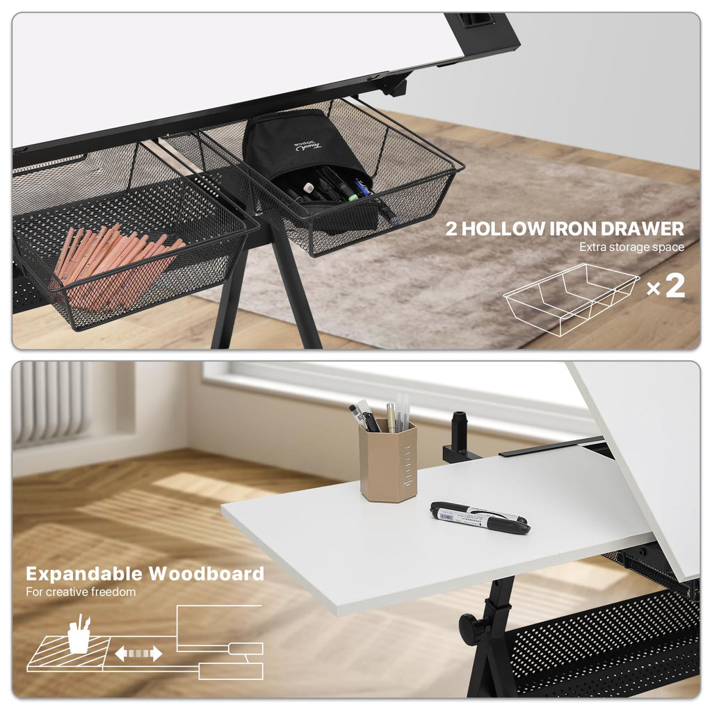 Athena Collection Professhional Drafting Table for Adults Teens, Light Grey