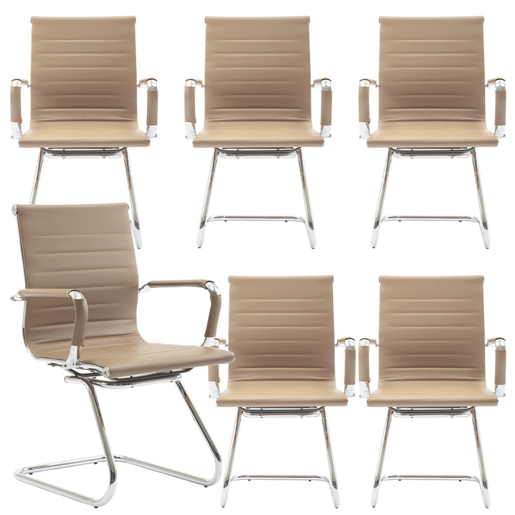 Reception Chairs Leather Conference Guest Chair Heavy Duty Back Support Office Chair, Set of 2 (Navy)