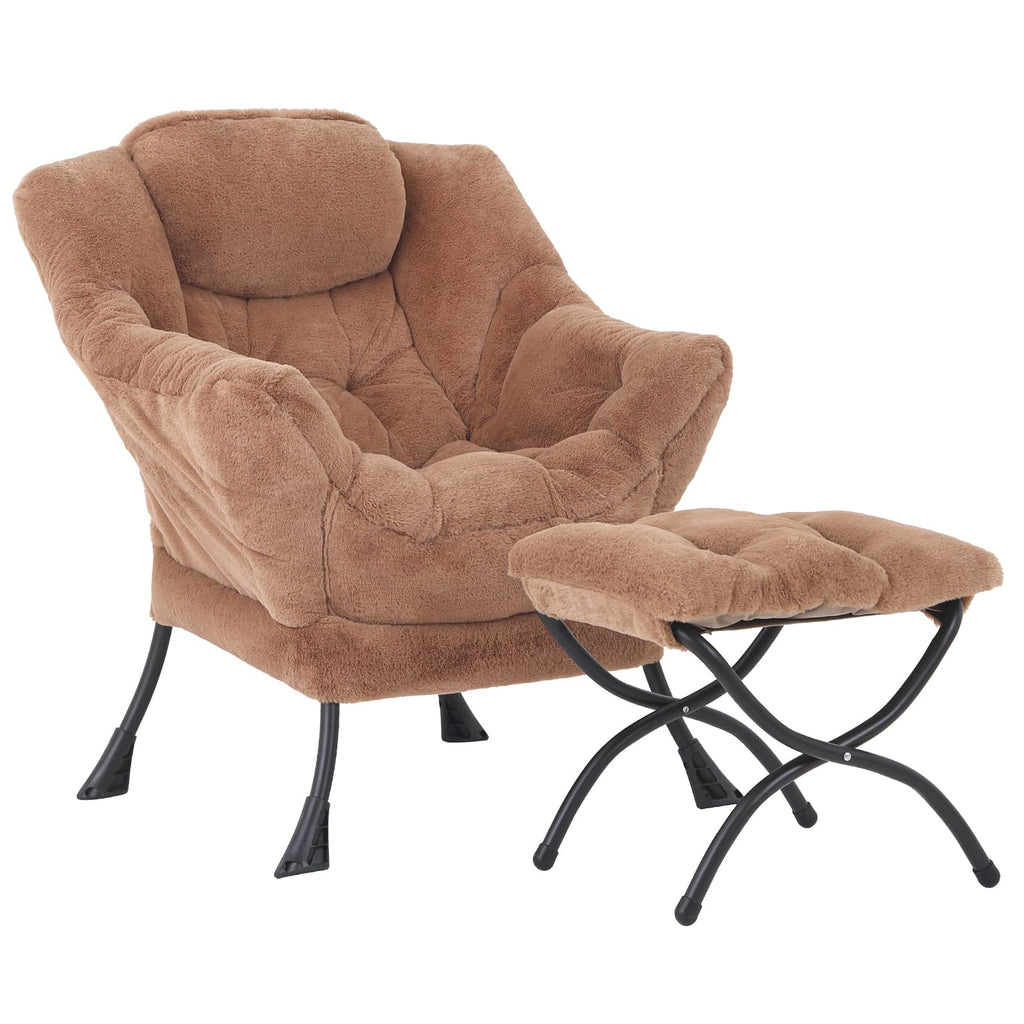Modern Lazy Chair with Ottoman Lounge Accent Reading Chair for Living Room