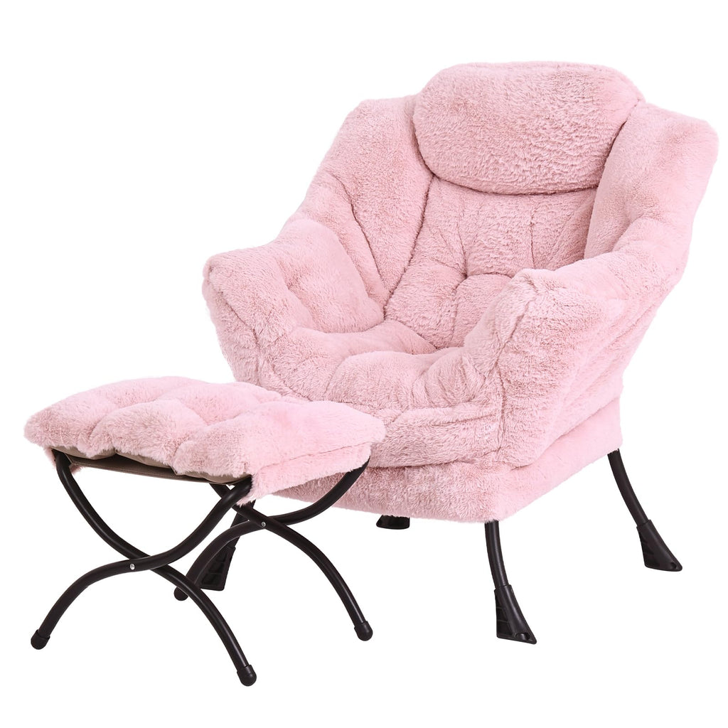 Modern Lazy Chair with Ottoman Lounge Accent Reading Chair for Living Room