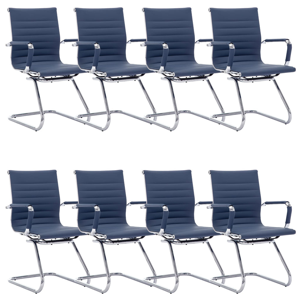 Reception Chairs Leather Conference Guest Chair Heavy Duty Back Support Office Chair, Set of 2 (Navy)