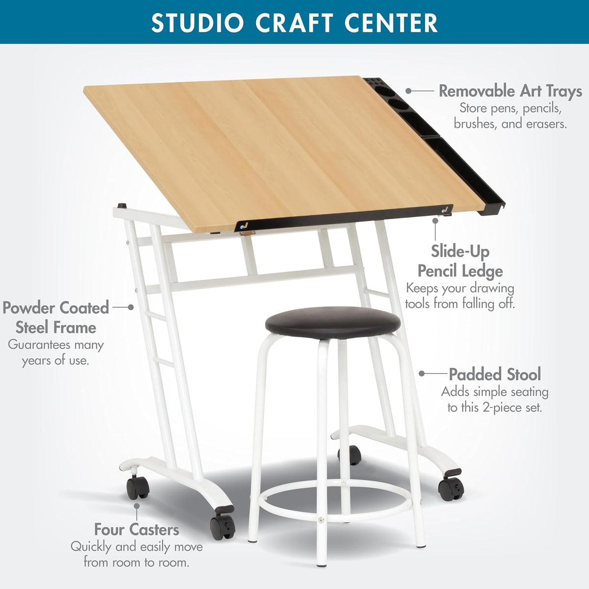 Studio Designs 13240 Craft Center, White/Maple,34" W x 23.5" D x 37.5" H