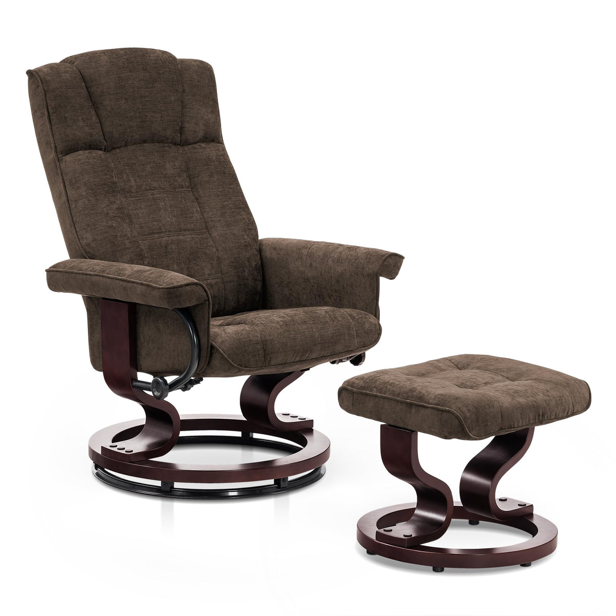 MCombo Manual Swivel Recliner with Ottoman, Faux Leather 9019