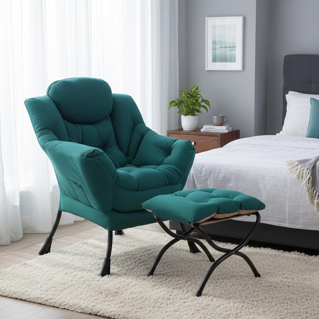 Modern Lazy Chair with Ottoman Lounge Accent Reading Chair for Living Room