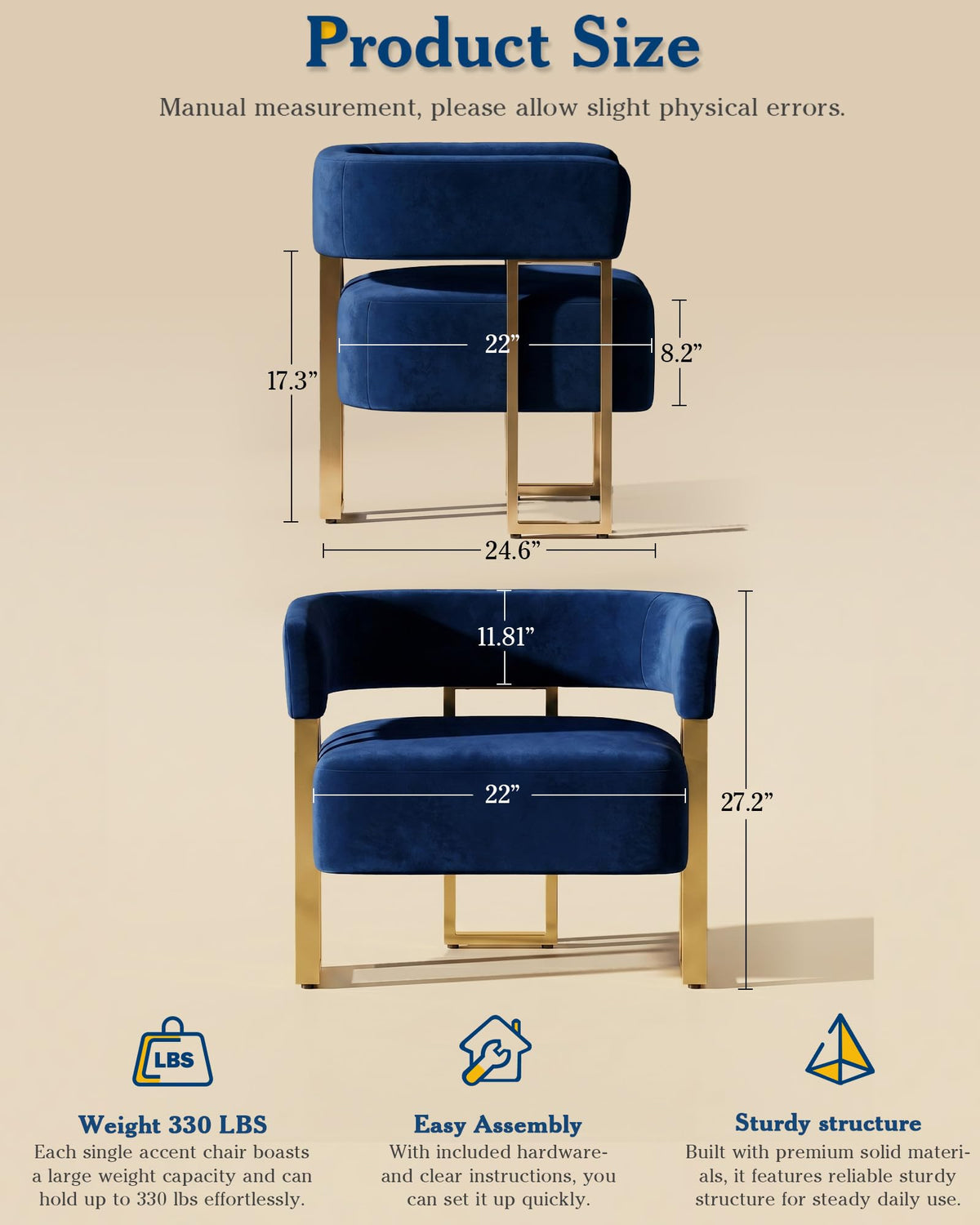 Mid Century Modern Accent Chair Set of 2, Barrel, White Boucle, Gold Leg