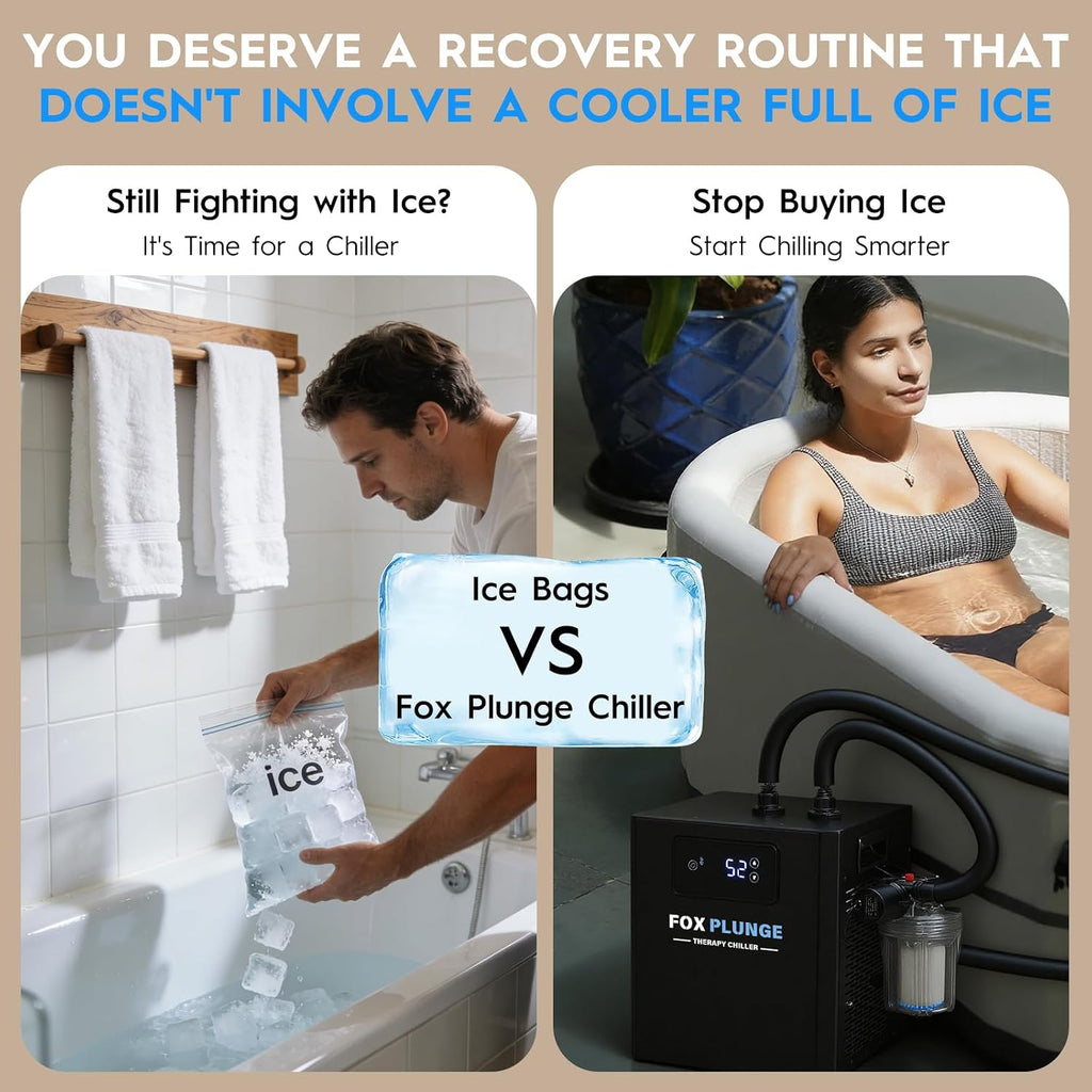 1/3 HP Cold Plunge Water Chiller with External Filter & Pump â Portable Ice Bath Cooling System for Home Muscle Recovery, LED Touchscreen & Insulated Hoses