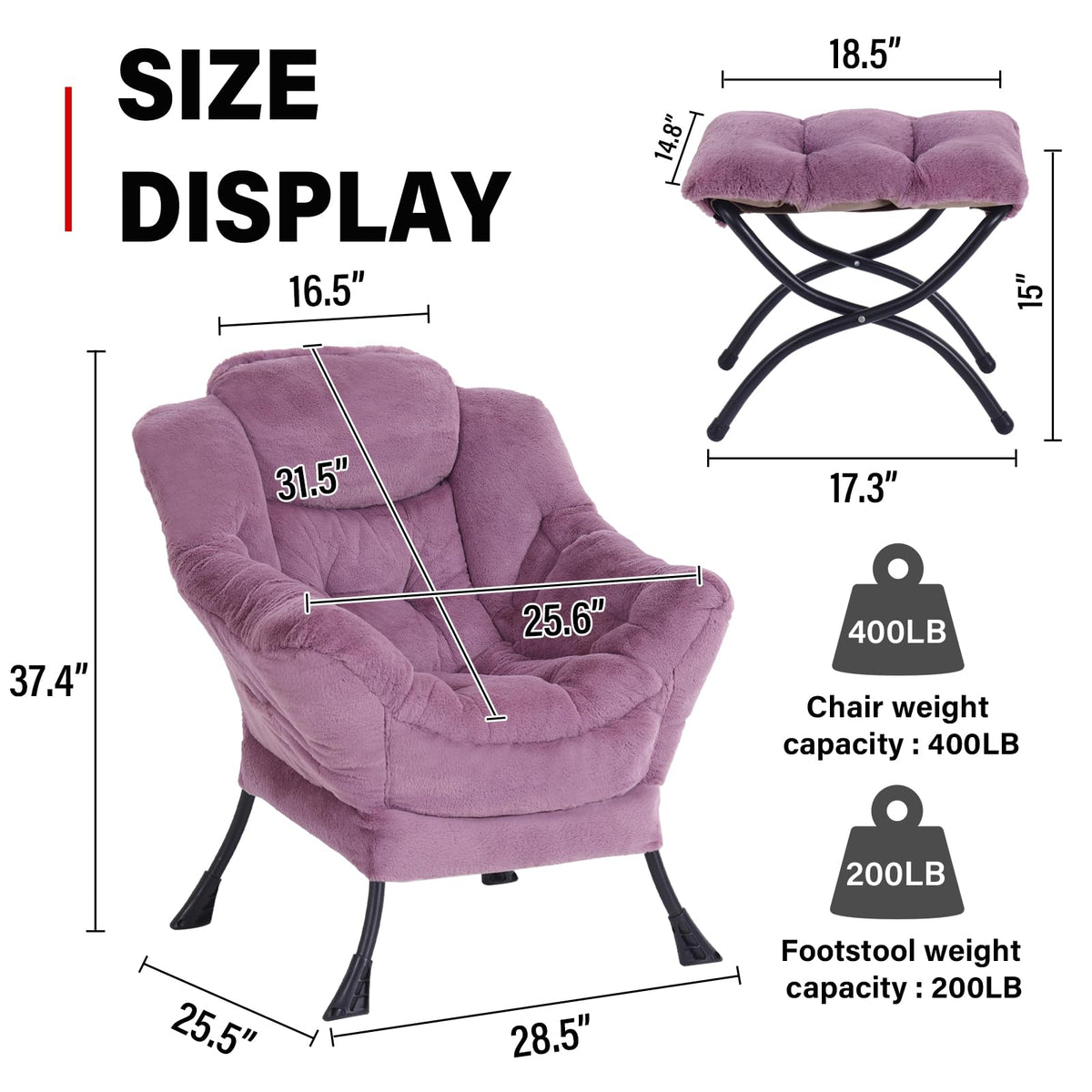 Modern Lazy Chair with Ottoman Lounge Accent Reading Chair for Living Room