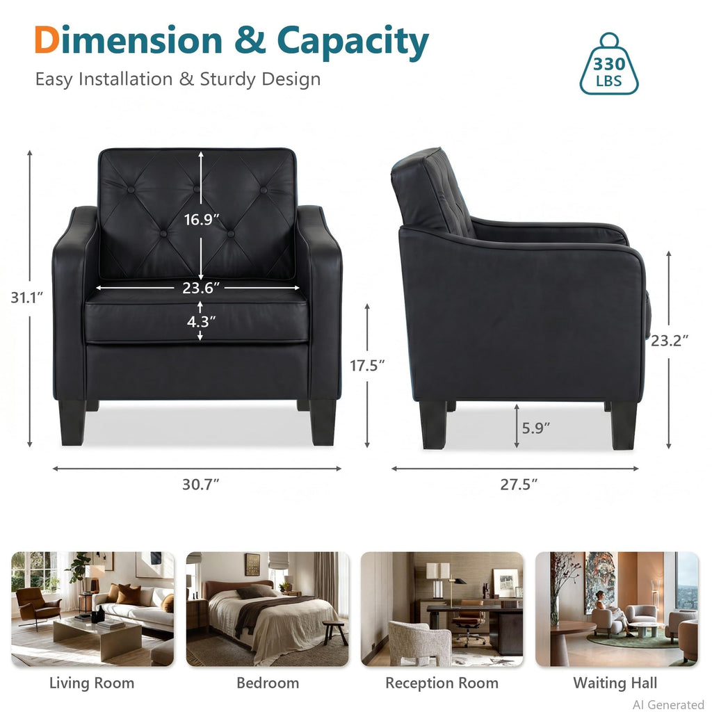Grey Accent Chairs Set of 2, Wide Comfy Arm Chairs for Living Room, Office