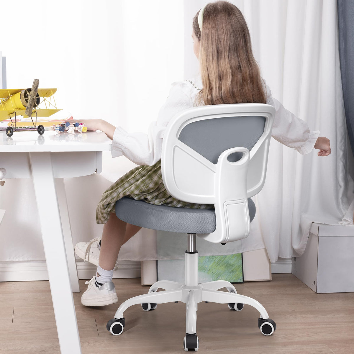 Primy Tall Drafting Desk Chair - Armless, Adjustable Height, Mesh Back, Rolling, Standing Desk Chair for Art Room, Office or Home (Black)
