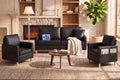 TYBOATLE Black Faux Leather Loveseat Sofa and Accent Chair Set of 2 (3)