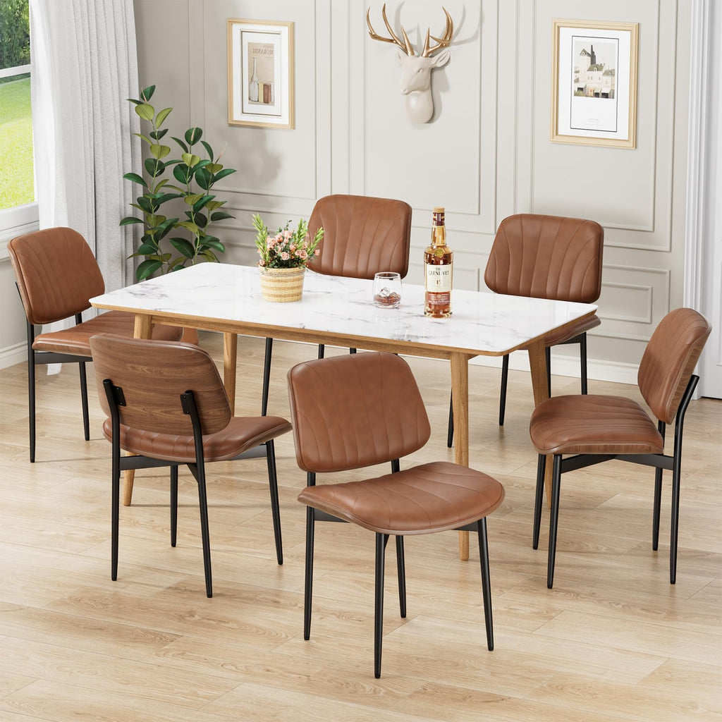 REONEY Dining Chairs Set of 4, Mid-Century Modern Kitchen Chairs, Black