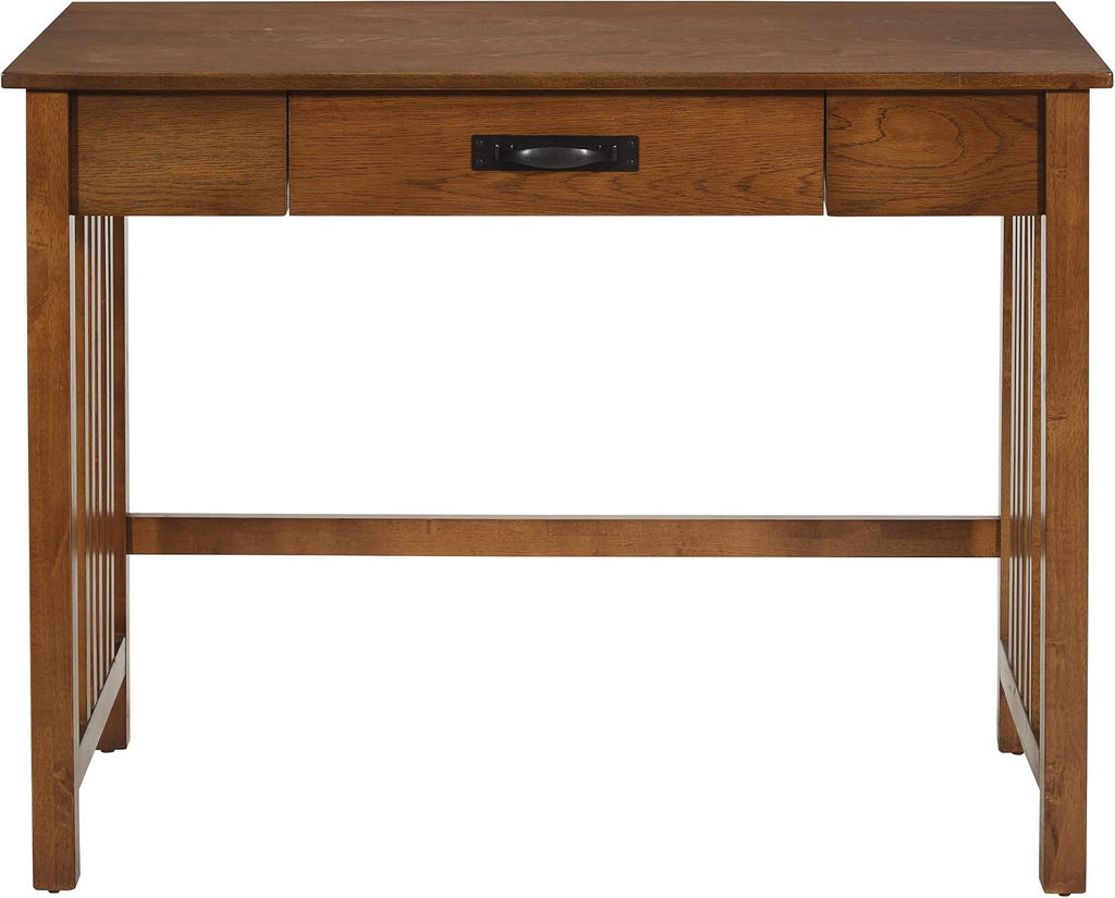 OSP Home Furnishings Sierra Writing Desk with Pull-Out Drawer and Mission Style Side Panels, Ash Brown