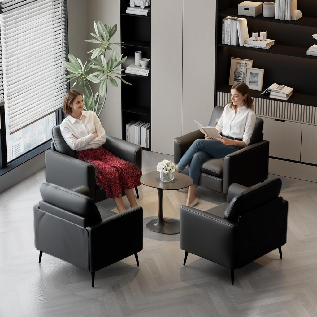 TYBOATLE Accent Chairs Set of 2, Faux Leather Arm Chairs (Grey, 2)
