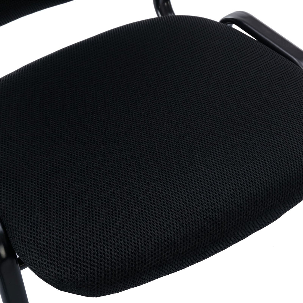 Stackable Office Guest Chairs, Reception Waiting Room Chairs with Padded Seat & Back, Armless No Wheels Conference Chairs for Training, Meeting, Lobby, Set of 5, Black Mesh Fabric