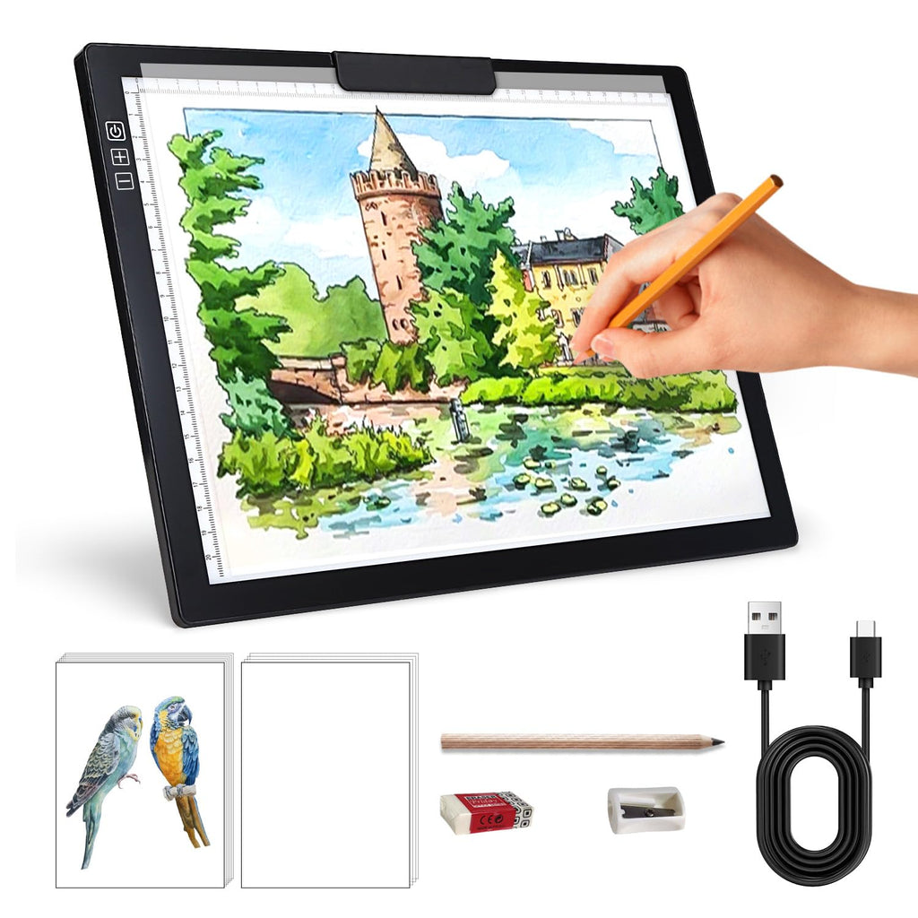 Zocelight A1(35.4''x 23.6'') Large Rechargeable Light Pad for Diamond Painting,6 Levels & Stepless Dimming Light Box for Tracing,3-Color Modes Light Board,Built-in 6000mAh Battery Light Table for Art