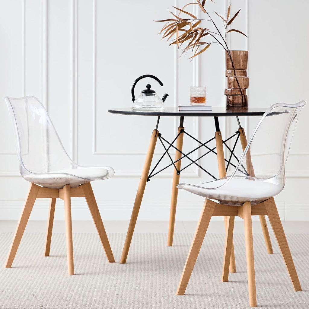 5-Piece Round Dining Set, 35.5" Black Table & Light Gray Chair